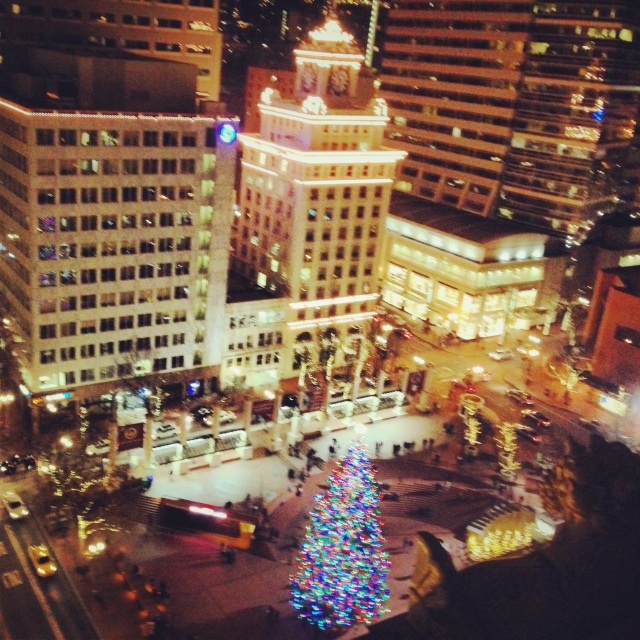 View of Pioneer Square in Portland, Ore., from the Departures restaurant during the holiday season. 11/30/13 Photo By: Anjelica Johnson 